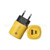 Cargador multipuerto cuadrado pequeño de CA, 1 USB, 1 PD, amarillo, para teléfono móvil Apple PD20W, carga rápida