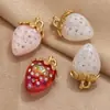 Acero Inoxidable Fresa Colgante Delicado Resina Fresa Hecho a Mano DIY Collar Pulsera Colgante Dulces Accesorios Mayoreo