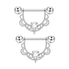 Anéis de Mamilo Série Rosa de Aço Inoxidável Europeu e Americano com Zircônia, Piercings de Mamilo em Formato de Coração e Lua, Joias para Body Piercing Atacado em Estoque