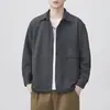 Camisa de punto larga retro americana de lujo ligero para hombre, chaqueta casual texturizada holgada de otoño al por mayor