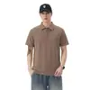 Roupas Masculinas Fengshe / Verão Estilo Americano Soltinho Manga Curta Gola com Zíper Masculina Tendência Versátil Camisa POLO Secagem Rápida Seda Gelada