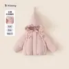 Roupa infantil Bangxuan, agasalho infantil, chapéu pontudo, casaco de inverno quente para bebês, agasalho liso triplo para bebês, jaqueta de plumas para meninas