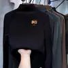 Camisa Básica Escovada para Meninas Outono e Inverno 2025 Novo Suéter Infantil Gola Alta Meia Espessura Quente Tecido Térmico Dupla Face