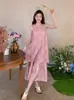 Vestido rosa súper elegante con tirantes finos para mujer 2026, Vestido tipo tank top de verano estilo dopamina para vacaciones en la playa