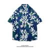 Camisa de manga corta para hombre estilo japonés retro con estampado de animales de dibujos animados, moderna, corte holgado