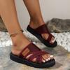 Zapatillas de verano 2024 nuevas transfronterizas europeas y americanas de ocio para mujer, zapatillas de plataforma de talla grande para mujer, zapatillas antideslizantes de boca de pez para comercio exterior