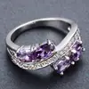 Anillo Morado de Circonita Estilo Francés Romántico Dinghao, un Accesorio de Lujo Ligero con un Ambiente Aristocrático de Alta Gama