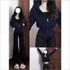 Chamarra corta con capucha y cierre, nueva moda otoño para mujer, entallada a la cintura, ideal para petite, sudadera abrigo cárdigan casual para mujer
