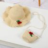 Sombrero para padres de niños, set para bebé, sombrero de sol de cereza para niñas, lindo sombrero de paja de princesa, sombrero de sol de playa de verano
