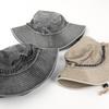 Estilo Étnico Sombrero de Pescador Algodón Bordado Dibujos Animados Cuerda Protector contra el Viento Sombrero Cubeta Lavado Sombrero de Pesca Sombrero de Sol Estilo Vaquero Occidental