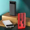 Carregador Portátil Personalizado Transfronteiriço com Cabo Embutido, Cabo com Logo, Fonte de Alimentação Móvel, 20000 mAh, Carregamento Rápido, Portátil