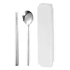 Talheres Portáteis de Aço Inoxidável Garfo Colher Hashi conjunto Presente para Exterior Estudante Estilo Coreano Conjunto de Três Peças