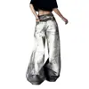 Jeans Estilo Americano com Estampa Digital 3D para Homens e Mulheres Design de Rua com Senso de Moda Calças de Perna Curva Marca Tendência Vibe Calças de Perna Larga Tendência