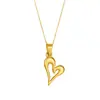 Collar con Colgante de Corazón Hueco de Acero Inoxidable para Mujer, Cadena de Cuello de Acero de Titanio Versátil de Moda Transfronteriza, Joyería Que No Se Desvanece