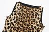 Exportación de ropa femenina de estilo europeo y americano, nuevo vestido ajustado de corte A sin mangas con estampado de leopardo de verano 2024