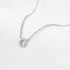 Collar de Plata de Ley 925 Jingxu 26 Letras Lujo Ligero de Alta Gama Cadena para Clavícula Letra con Incrustaciones de Diamantes Joyería Transfronteriza de Comercio Exterior para Mujeres