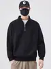 Sudadera con media cremallera de peso pesado estilo americano para hombre, nueva marca de moda 2026, chaqueta casual con cuello alto para primavera, otoño e invierno