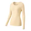 Conjunto de ropa interior térmica de algodón puro de Clase A con forro polar para mujer, de manga larga, cuello redondo, agradable para la piel, capa base 7A antibacteriana y antiácaros, top y pantalones