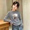 Camiseta térmica de manga larga cepillada de doble cara para niña, para Otoño/Invierno, cuello redondo, cálida, moderna