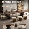 Nova Mesa de Chá de Ardósia com Textura de Madeira Sólida Estilo Chinês, Mesa de Chá de Casa de Alto Padrão, Mesa de Chá Grande para Sala de Estar, Escritório, Recepção