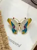 Broche Borboleta Colorida Full Diamond Retro Luxo Leve Estilo Chinês Broche de Liga Metálica de Nicho Estilo Ins Acessório para Pinos de Suéter Tendência