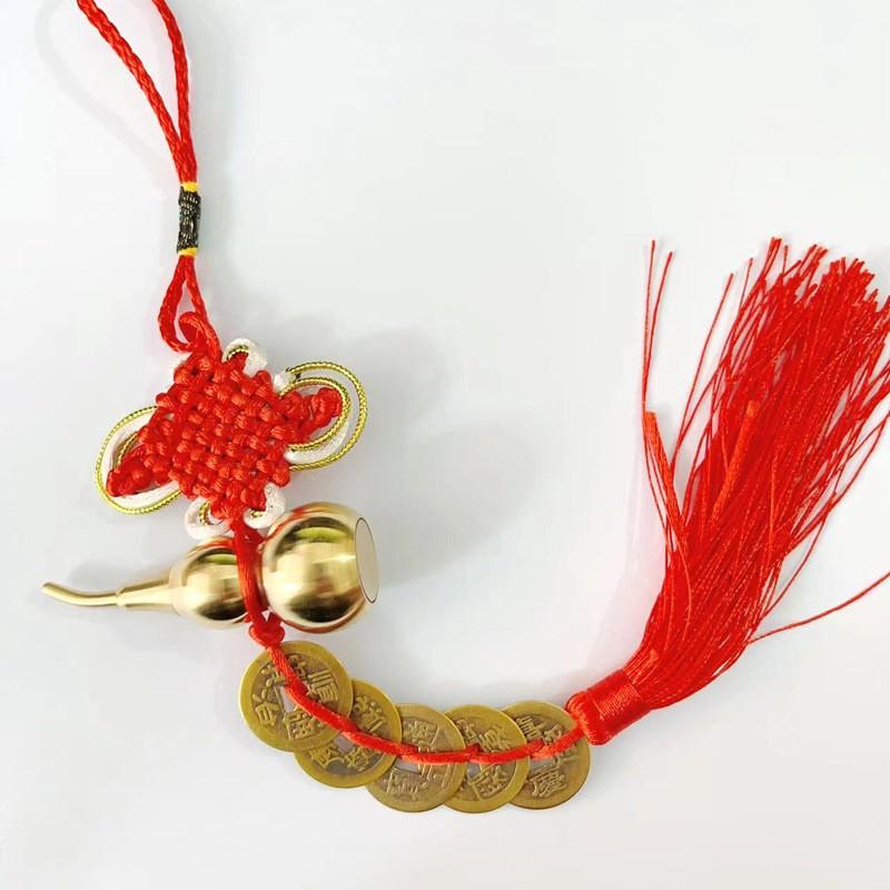 金边结+7cm铜葫芦黄铜五帝钱