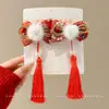 Acessórios de Cabelo Tradicionais de Ano Novo para Meninas, Presilhas de Cabelo com Laço Estilo Chinês Hanfu, Grampos de Cabelo Ano do Bode para Bebês Venda por Atacado