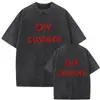 Camiseta Vintage Lavada Personalizada DIY Estampado Gráfico Hombres Mujeres V