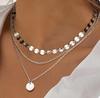 Collar de Círculos Irregulares Multicapa Transfronterizo Cobre Electrochapado Oro Real de 14K Gargantilla Apilada Joyería para Mujer
