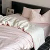 Juego de ropa de cama de cuatro piezas de algodón de fibra larga de Xinjiang, color liso, que incluye una funda de edredón de satén de algodón puro, sábana plana y sábana bajera, adecuado para todas las estaciones.