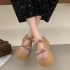 Zapatillas de Media Punta Gruesas de Cuero Genuino Baotou para Uso Exterior de Mujer 2025 Nuevo Estilo Ins Zapatos de Plataforma Versátiles Zapatos Perezosos Burkenneth para Aumentar la Altura para Mujer