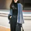 Cárdigan de punto de lana pura para mujer, manga larga, color liso, sin botones, corte holgado, talla grande, abrigo cálido, nuevo estilo otoño/invierno, moderno
