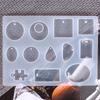 Molde de Pingente Adesivo Gota de Cristal Colar Joias Molde de Silicone Gota Quadrado Oval Plano Molde Revestido com Furos