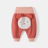 Pantalones PP grandes con forro polar para bebé, conjunto de otoño, pantalones casuales de estilo occidental para salir, protección abdominal de cintura alta para niños y niñas, pantalones de bebé para primavera y otoño