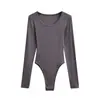 Body Sexy Ajustado Elástico sin Espalda para Mujer, Camiseta de Manga Larga Primavera/Verano, Estilo Americano Ins