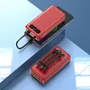 Power bank de gran capacidad transfronterizo al por mayor 20000mAh portátil desmontable de 3 cables con luz y logo personalizable