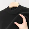 Suéter grueso de color liso para invierno para hombres Puyuan, para hombres de mediana edad y jóvenes, suéter engrosado 100% lana pura con cuello medio alto, ropa para hombre