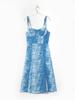 Outono e Inverno novo europeu e americano flor estampa flor vestido sling dividido S15748