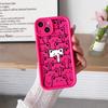 Funda Ins Healing de Pantalla Completa con Dibujo Lineal Sencillo de Gatito para iPhone Iphone17Pm Retro Mate Cubierta Protectora para Pareja