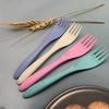 Palha de trigo portátil faca, garfo, colher e talheres conjunto de três peças para crianças Comida ocidental colher e colher estilo japonês utensílios de comida do estudante