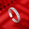 Pé de prata 9999 esmalte pena método antigo coração sutra pulseira de prata esterlina novo estilo nacional chinês pulseira de prata aberta sólida para crianças
