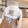 Suministro directo de fábrica Primavera y Otoño para niños medianos y grandes, cuello alto medio, estilo occidental, ropa interior de manga larga, dibujos animados, ropa de invierno para niños pequeños, top cálido de De terciopelo