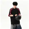 Camiseta de Manga Corta de Algodón Puro con Bloques de Color de Marca de Moda Estilo Coreano Unisex Verano Holgada Versátil Moda Superior Transpirable