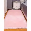 Alfombra Blanca Larga de Felpa para Sala de Estar Mesa de Café Felpudo Engrosado Dormitorio Mesita de Noche Simple Imitación Lana Celebridad de Internet Gris