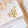 Colgante de collar con girasol y trébol, microincrustaciones de circonita, para mujer, accesorios de diseño de lujo discreto de nicho, venta al por mayor