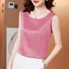 Camiseta interior de traje camisa de seda artificial de moda para mujer manga corta verano y otoño 2024 Nuevo top estilo occidental