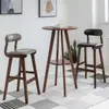 Mesa de Bar Doméstica Mesa Redonda Pequena Cadeira Simples para Varanda Café Banqueta Alta Combinação Pernas de Madeira Maciça Nórdico Loja de Chá com Leite