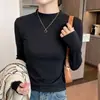 Nueva Camisa Base de Otoño 2026 con Cuello Alto para Mujer, Top Delgado de Alta Gama con Cuello Semi Alto de Modal, Venta al por Mayor desde el Fabricante