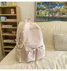 Mochila Escolar Grande Capacidade 2025 Aluna do Ensino Fundamental Laço Fofo Mochila para Aluno do Ensino Médio Mochila Feminina Cor Macaron