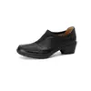 Zapatos de mujer de cuero, estilo moda nicho patchwork, corte profundo, punta redonda, tacón grueso, sin cordones, modelo nuevo otoño 2026, 4.5cm